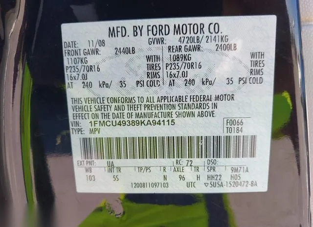 1FMCU49389KA94115 2009 2009 Ford Escape Hybrid- Limited 9