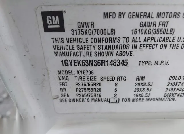 1GYEK63N36R148345 2006 2006 Cadillac Escalade- Standard 9