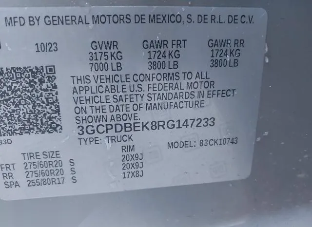 3GCPDBEK8RG147233 2024 2024 Chevrolet Silverado 1500- 4Wd 9