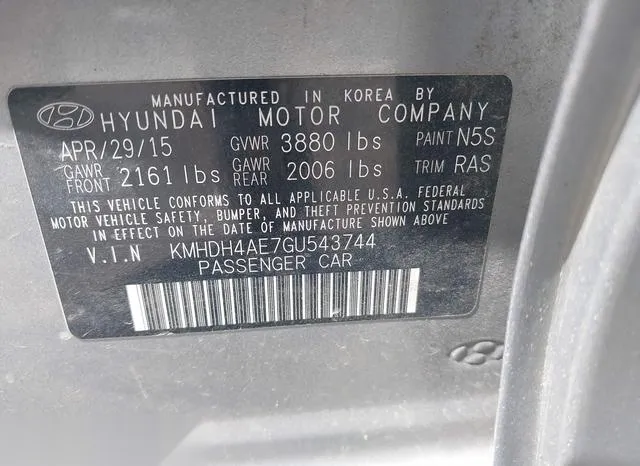 KMHDH4AE7GU543744 2016 2016 Hyundai Elantra- SE 9