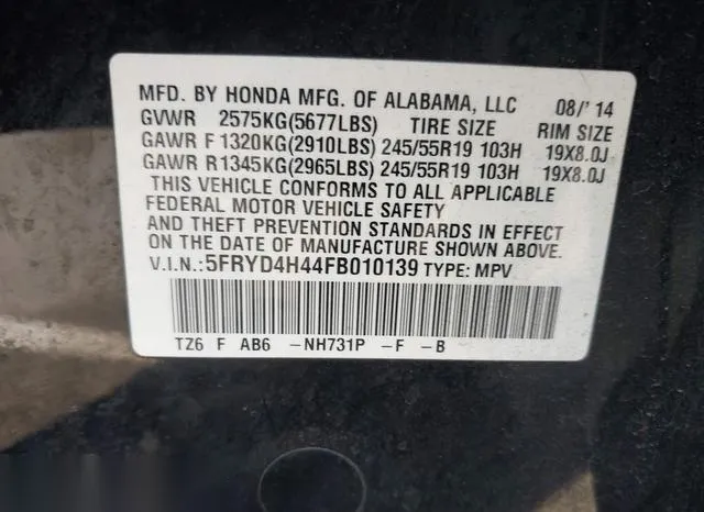 5FRYD4H44FB010139 2015 2015 Acura MDX- Technology Package 9