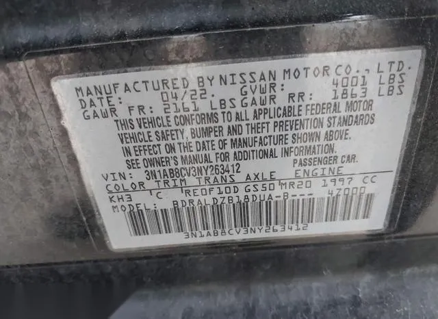 3N1AB8CV3NY263412 2022 2022 Nissan Sentra- Sv Xtronic Cvt 9