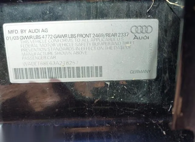 WAULT68E63A278257 2003 2003 Audi A4- 3-0 9