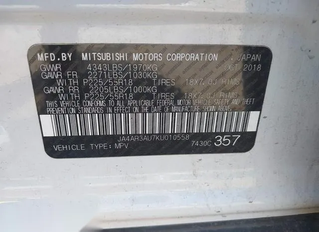 JA4AR3AU7KU010558 2019 2019 Mitsubishi Outlander- Sport 2-0 9