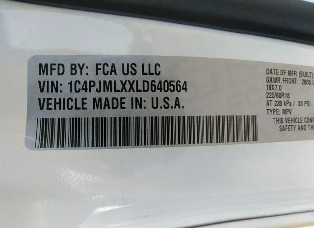 1C4PJMLXXLD640564 2020 2020 Jeep Cherokee- Altitude 4X4 9