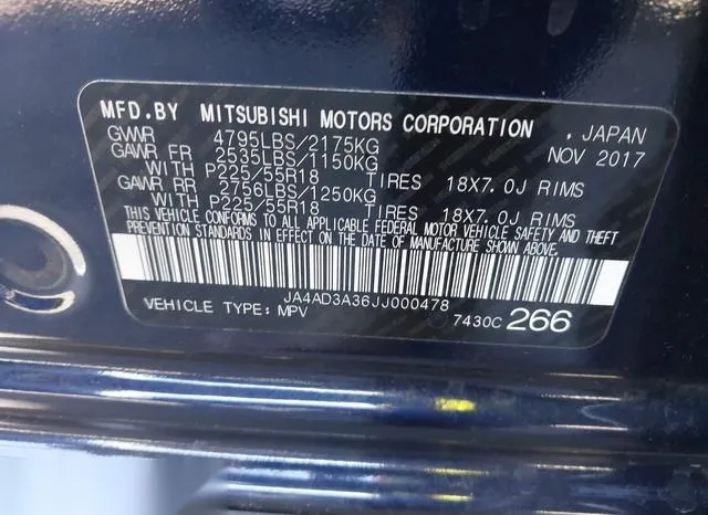 JA4AD3A36JJ000478 2018 2018 Mitsubishi Outlander- SE 9