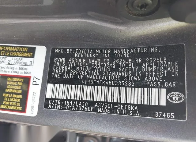 4T1BF1FK4HU335283 2017 2017 Toyota Camry- Xle 9