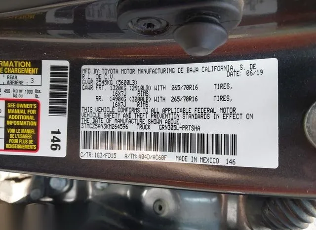 3TMCZ5AN3KM264596 2019 2019 Toyota Tacoma- Trd Off Road 9