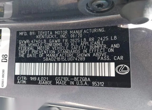 58ADZ1B15LU074289 2020 2020 Lexus ES- 350 9