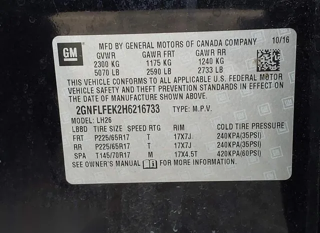 2GNFLFEK2H6216733 2017 2017 Chevrolet Equinox- LT 9