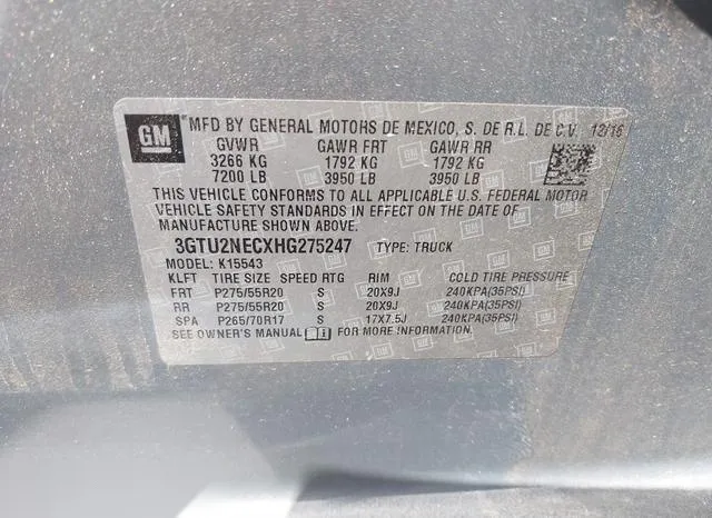 3GTU2NECXHG275247 2017 2017 GMC Sierra- 1500 Slt 9