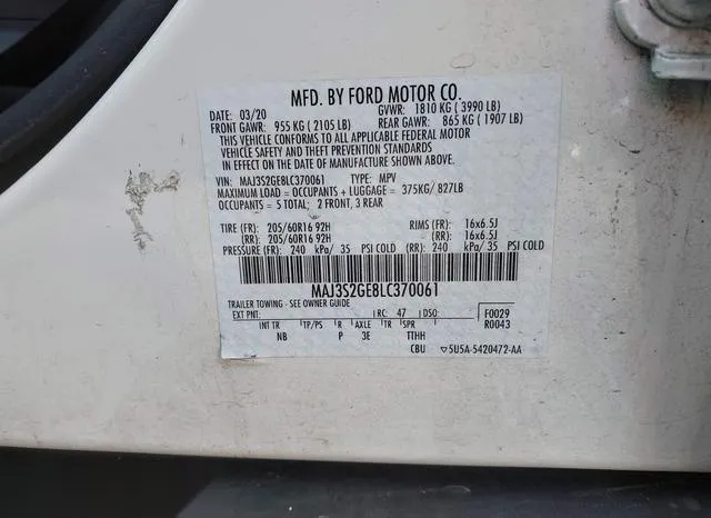 MAJ3S2GE8LC370061 2020 2020 Ford Ecosport- SE 9