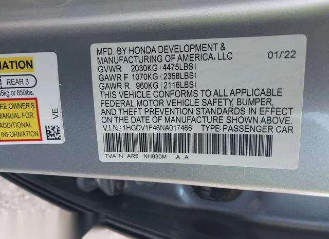 1HGCV1F46NA017466 2022 2022 Honda Accord- Sport Special Edi 9