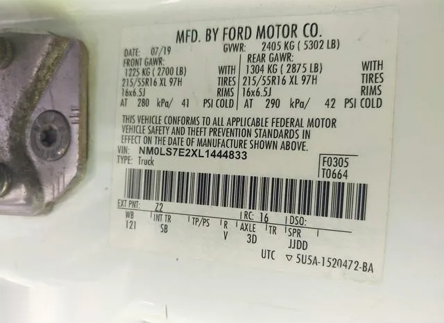 NM0LS7E2XL1444833 2020 2020 Ford Transit- Connect XL 9