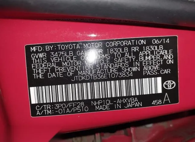 JTDKDTB36E1073834 2014 2014 Toyota Prius- C Two 9