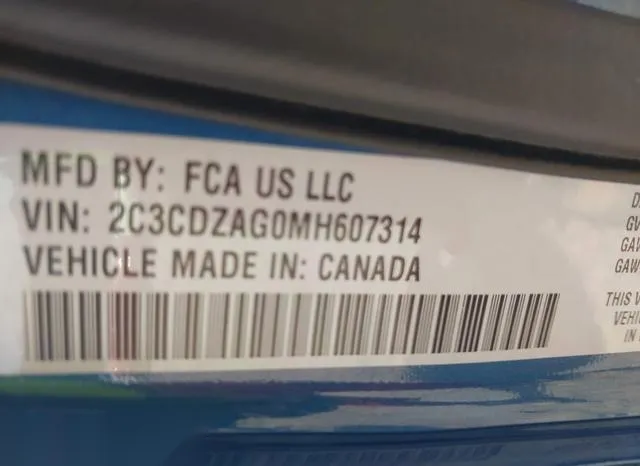 2C3CDZAG0MH607314 2021 2021 Dodge Challenger- Sxt 9