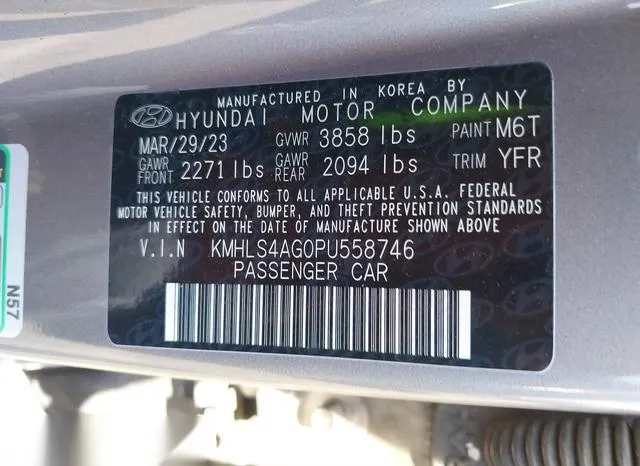 KMHLS4AG0PU558746 2023 2023 Hyundai Elantra- Sel 9