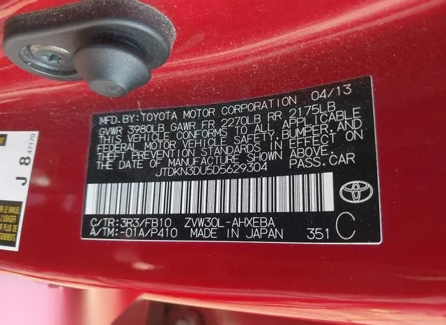 JTDKN3DU5D5629304 2013 2013 Toyota Prius- Two 9