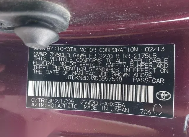 JTDKN3DU3D5597548 2013 2013 Toyota Prius- Three Se 9