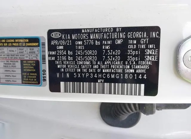 5XYP34HC6MG180144 2021 2021 KIA Telluride- EX 9