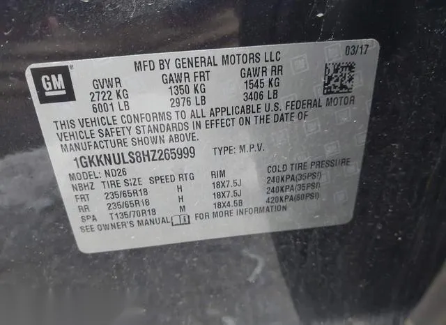 1GKKNULS8HZ265999 2017 2017 GMC Acadia- Slt-1 9