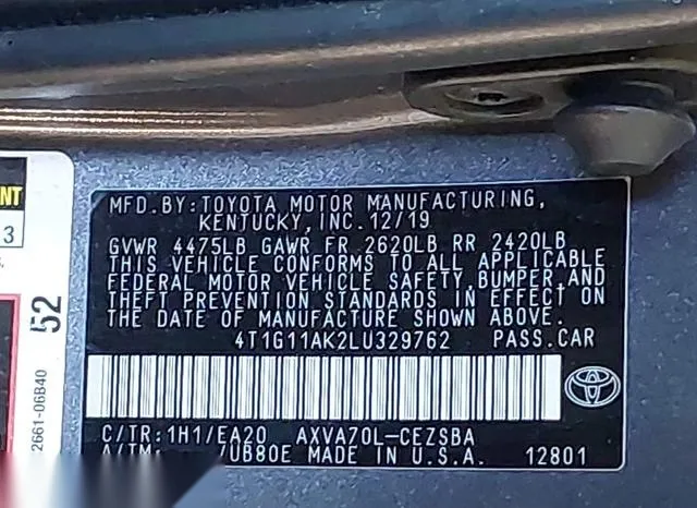 4T1G11AK2LU329762 2020 2020 Toyota Camry- SE 9