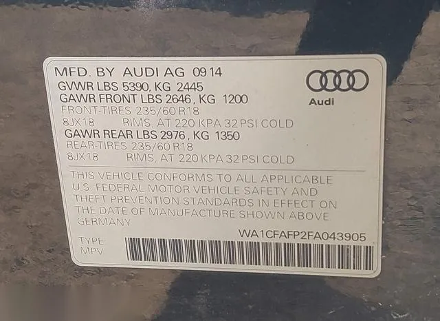 WA1CFAFP2FA043905 2015 2015 Audi Q5- 2-0T Premium 9