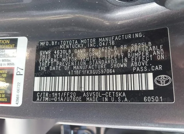 4T1BF1FKXGU597064 2016 2016 Toyota Camry- SE 9