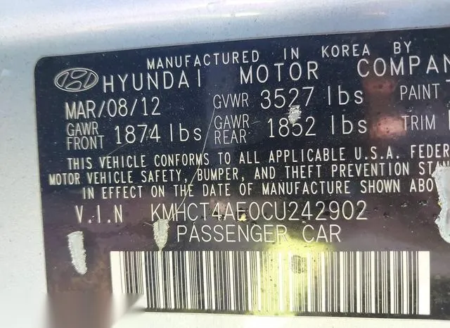 KMHCT4AE0CU242902 2012 2012 Hyundai Accent- Gls 9