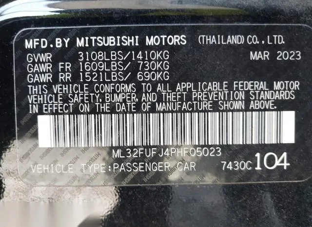 ML32FUFJ4PHF05023 2023 2023 Mitsubishi Mirage- G4 ES 9