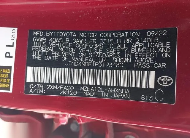 JTND4MBE1P3193480 2023 2023 Toyota Corolla- SE 9