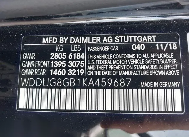 WDDUG8GB1KA459687 2019 2019 Mercedes-Benz S 560- 4Matic 9