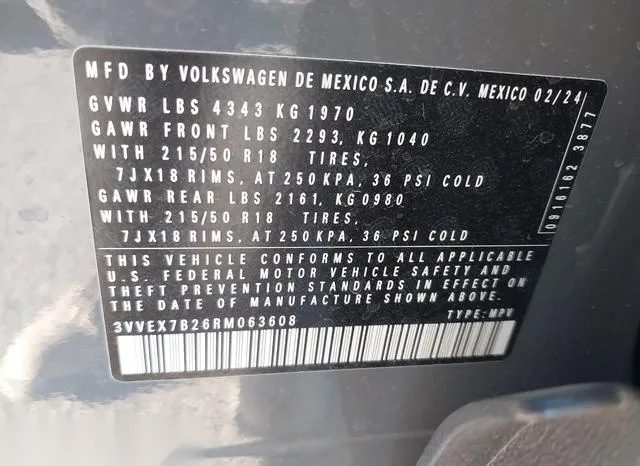 3VVEX7B26RM063608 2024 2024 Volkswagen Taos- 1-5T Se 9