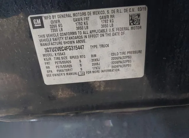 3GTU2VEC4FG315447 2015 2015 GMC Sierra- 1500 Slt 9