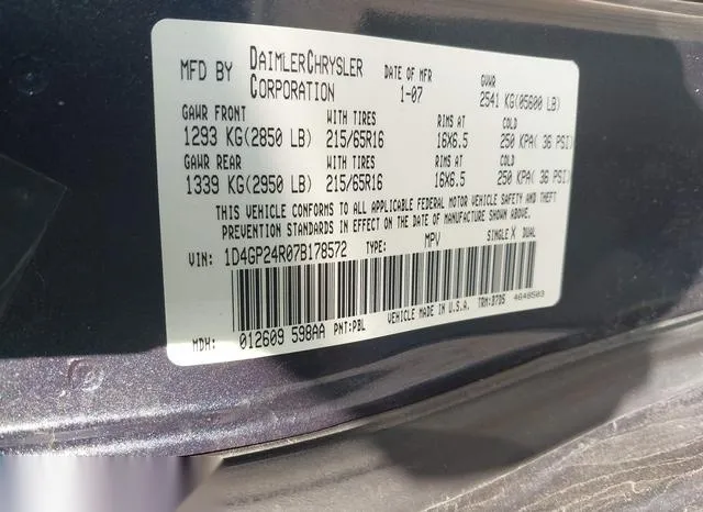 1D4GP24R07B178572 2007 2007 Dodge Grand Caravan- SE 9