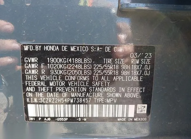 3CZRZ2H54PM738457 2023 2023 Honda HR-V- Sport 9