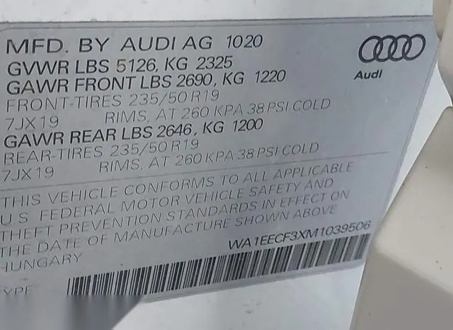 WA1EECF3XM1039506 2021 2021 Audi Q3- Premium Plus 45 Tfsi S  9