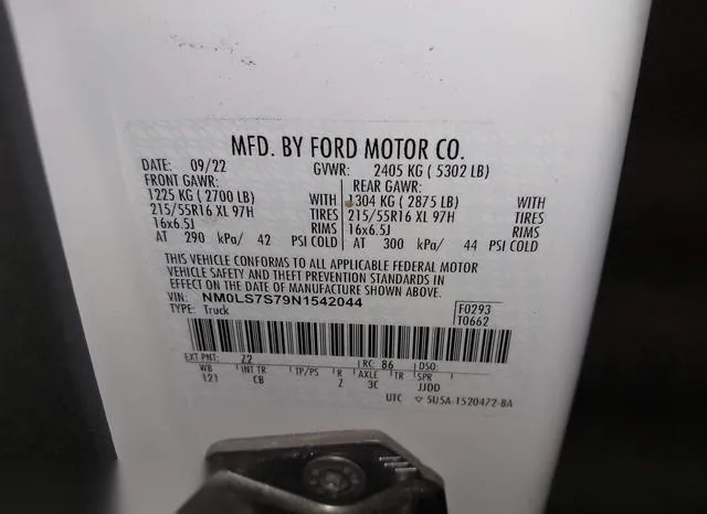 NM0LS7S79N1542044 2022 2022 Ford Transit- Connect XL 9