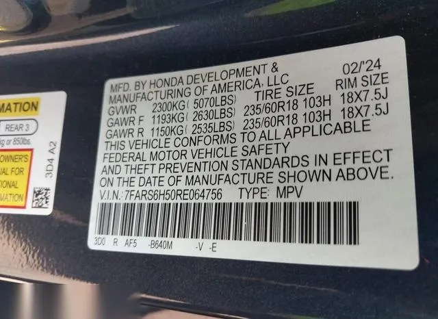 7FARS6H50RE064756 2024 2024 Honda CR-V- Hybrid Sport 9