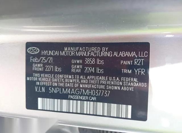 5NPLM4AG7MH037737 2021 2021 Hyundai Elantra- Sel 9