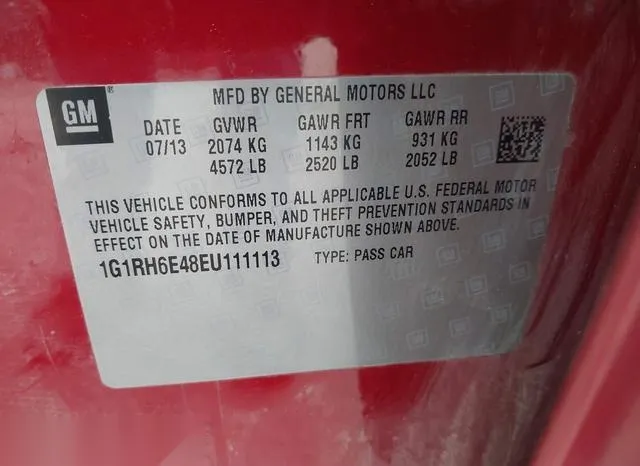 1G1RH6E48EU111113 2014 2014 Chevrolet Volt 9