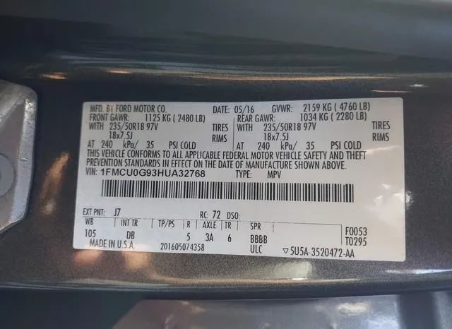 1FMCU0G93HUA32768 2017 2017 Ford Escape- SE 9