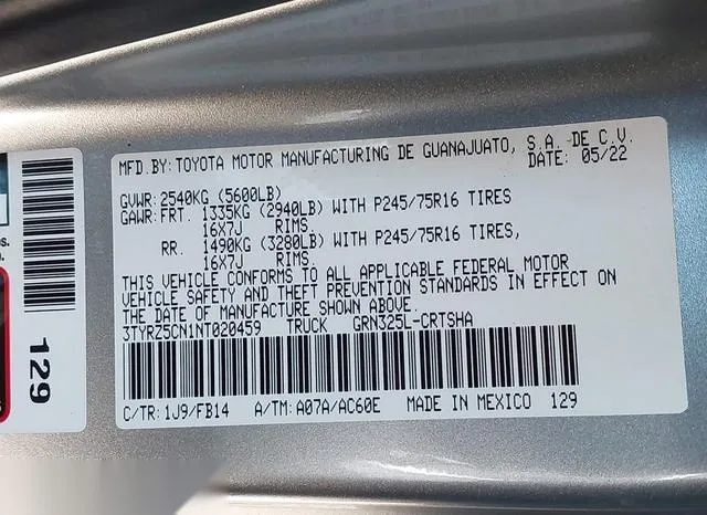 3TYRZ5CN1NT020459 2022 2022 Toyota Tacoma- Sr V6 9