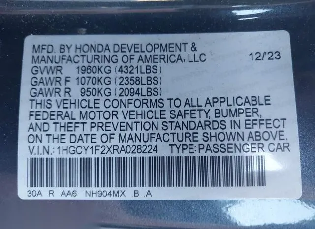 1HGCY1F2XRA028224 2024 2024 Honda Accord- LX 9