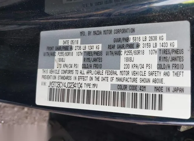 JM3TCBCY4J0234104 2018 2018 Mazda CX-9- Touring 9