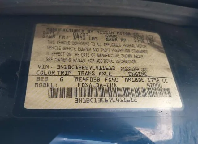 3N1BC13E67L411612 2007 2007 Nissan Versa- 1-8S 9