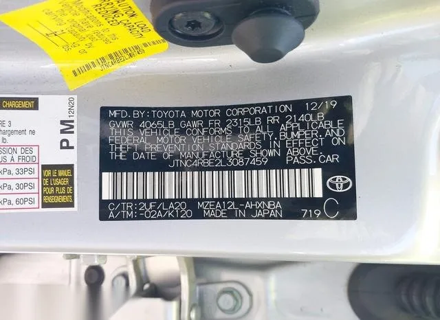 JTNC4RBE2L3087459 2020 2020 Toyota Corolla- Xse 9