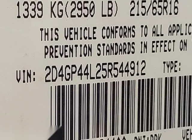 2D4GP44L25R544912 2005 2005 Dodge Grand Caravan- Sxt 9