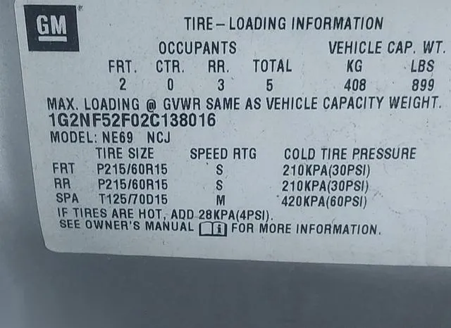 1G2NF52F02C138016 2002 2002 Pontiac Grand- Am SE1 9