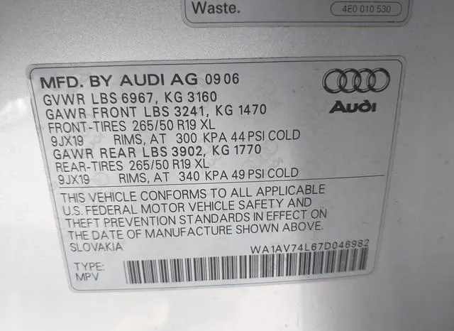 WA1AV74L67D046982 2007 2007 Audi Q7- 4-2 9